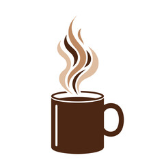 Obraz premium Steaming Coffee Cup Icon - Warm Beverage Mug with Swirling Steam