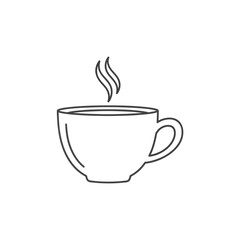 Obraz premium Simple line art of a steaming coffee cup, minimalist, icon style, vector illustration.