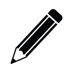 Silhouette of a black pencil on a white background