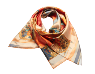 Luxurious silk scarf with intricate vintage map and celestial pattern
