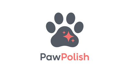 Naklejka premium PawPolish logo with stylized animal paw print and sparkle design.