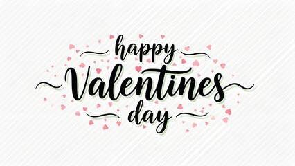 Fototapeta premium Happy valentine's day wishes greeting card with romantic typography and pink heart decorations