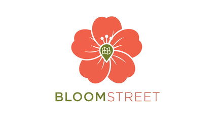 Bloomstreet logo with flower and text design.
