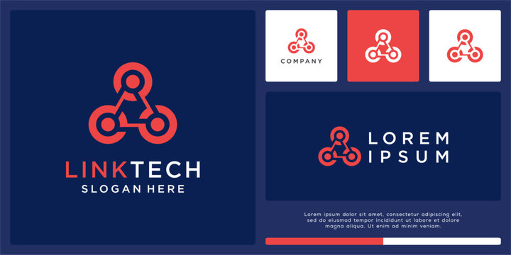 Link tech logo design abstract line and dot. - Powered by Adobe