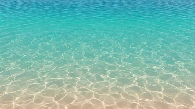 Clear turquoise water sunlit seabed visible with rippling patterns on sand transitioning to deeper blue above