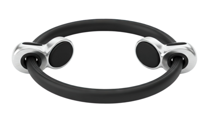 Modern black and silver earbud headphones