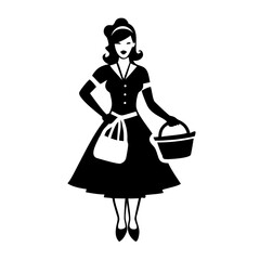 Obraz premium retro housewife icon silhouette illustration for domestic life and cooking design 