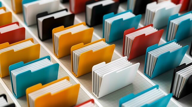 Colorful document folders organization system for office file management
