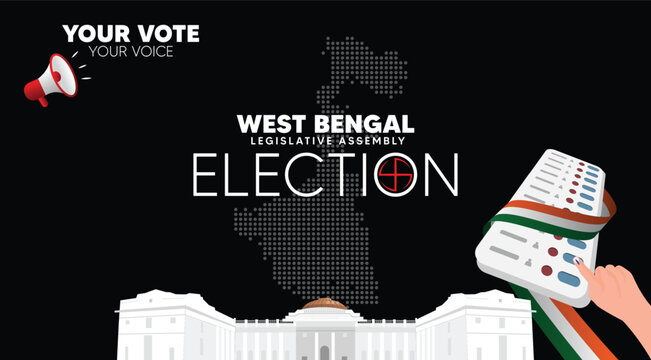 West Bengal Legislative Assembly Election Illustration Highlighting Voting Process And Democratic vector poster