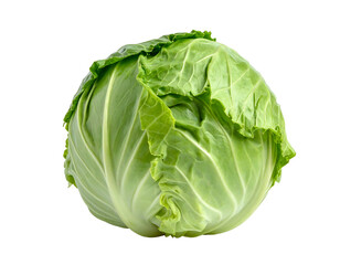 Fresh, round green cabbage with layered leaves on a black background