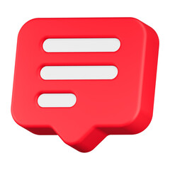 text chat icon 3d render red bubble