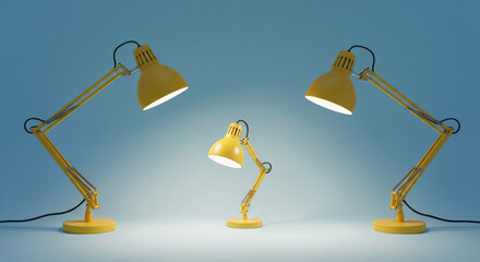 Family Concept with Minimalist Desk Lamps in Studio Setting