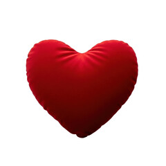 Isolated deep red plush heart pillow symbolizing romantic valentine love on a clean white background.
