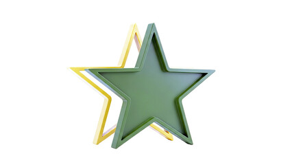 Obraz premium Two Star Decorations, One Green, One Yellow, Isolated on White