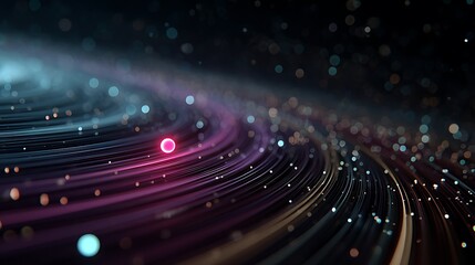 Abstract Swirling Nebula with Glowing Orbs and Cosmic Dust space galaxy