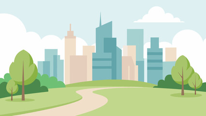 Modern City Park Vector Illustration