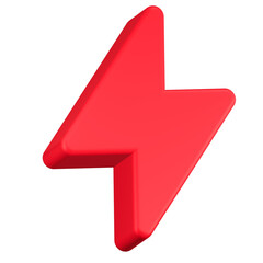 bolt icon 3d render red color