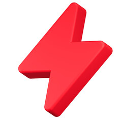 bolt icon 3d render red color