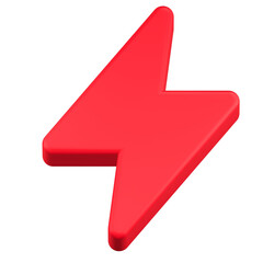 bolt icon 3d render red color
