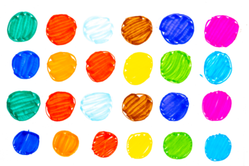 Colorful Hand Drawn Round Brush Strokes Isolated on transparent cut out Background