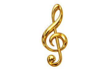 Obraz premium Golden treble clef symbol conveying the concepts of music, sound, artistry, and performance, rendered in a 3d glossy style