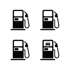 Gas Pump Icon Set &ndash; Solid Fuel Dispenser Silhouettes
