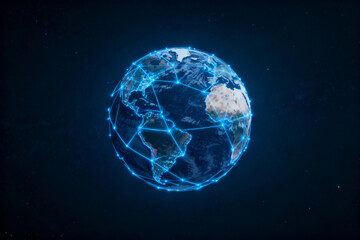 Globe with digital network connections