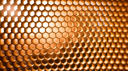 Golden Metallic Hexagonal Honeycomb Abstract Background