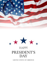 Naklejka premium Celebration of Presidents Day with American flag in background and message of holiday