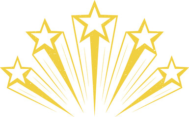 A golden starburst graphic with radiating lines and five points on transparent background high-quality professional detailed modern elegant stylish clean