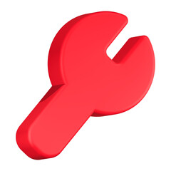 setting wrench icon 3d render red color