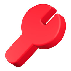 setting wrench icon 3d render red color