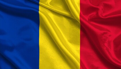 Obraz premium Romanian Flag with Vertical Red, Yellow, and Blue Stripes