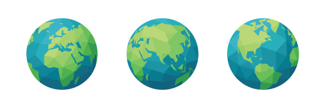 polygon earth globe flat illustration