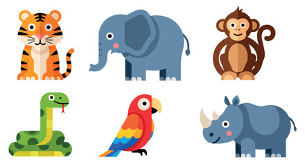 Obraz premium Animal icons set with transparent background