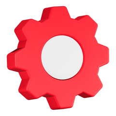 setting gear icon 3d render red color