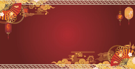 中華風フレーム飾り枠背景 © ken