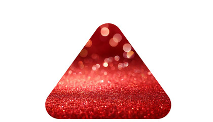 red glitter triangle isolated on white background