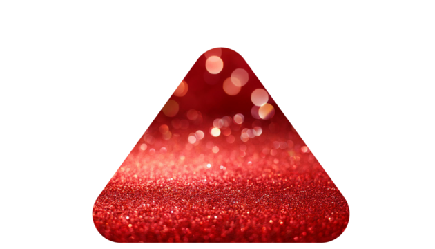 red glitter triangle isolated on white background - Powered by Adobe