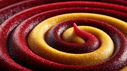 Red and Yellow Glittery Cream Swirl Macro Abstract Texture