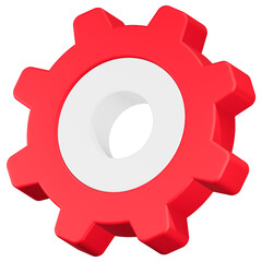 setting gear icon 3d render red color