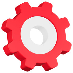 setting gear icon 3d render red color