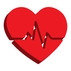 3D Heartbeat Icon &ndash; Health, Medical and Heart Care Symbol
