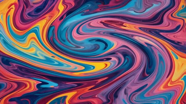 Colorful Liquid Marble Texture Swirling Endlessly in Smooth Organic Motion