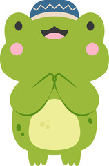 Fototapeta premium Illustration of Cute Frog Greeting Eid
