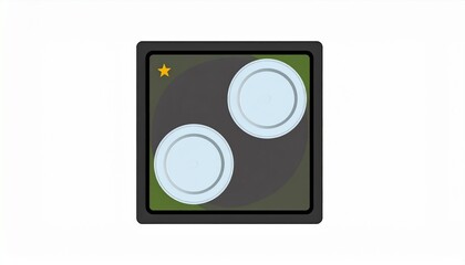 Two blank white plates on green chalkboard with golden star for success concept