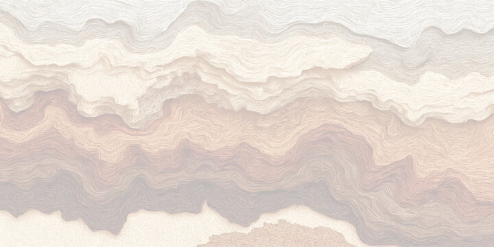 Abstract layered geological strata with organic wavy lines in muted earthy tones creating a sense of depth and natural texture
