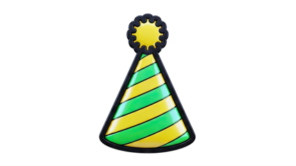 Festive Party Hat with Yellow and Green Stripes