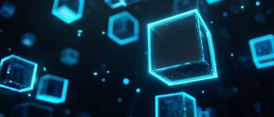 Futuristic digital blocks representing blockchain technology