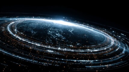 Earth Surrounded by Digital Rings and Data in Space